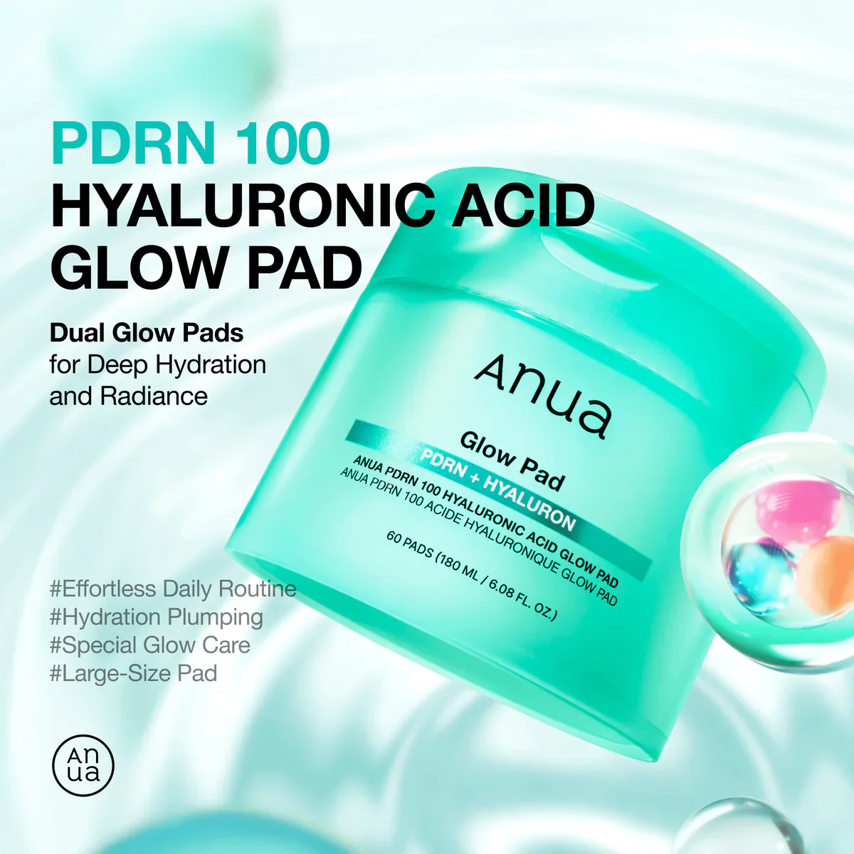 ANUA PDRN 100 Hyaluronic Acid Glow Pad (210ml / 60pads) - Image 2