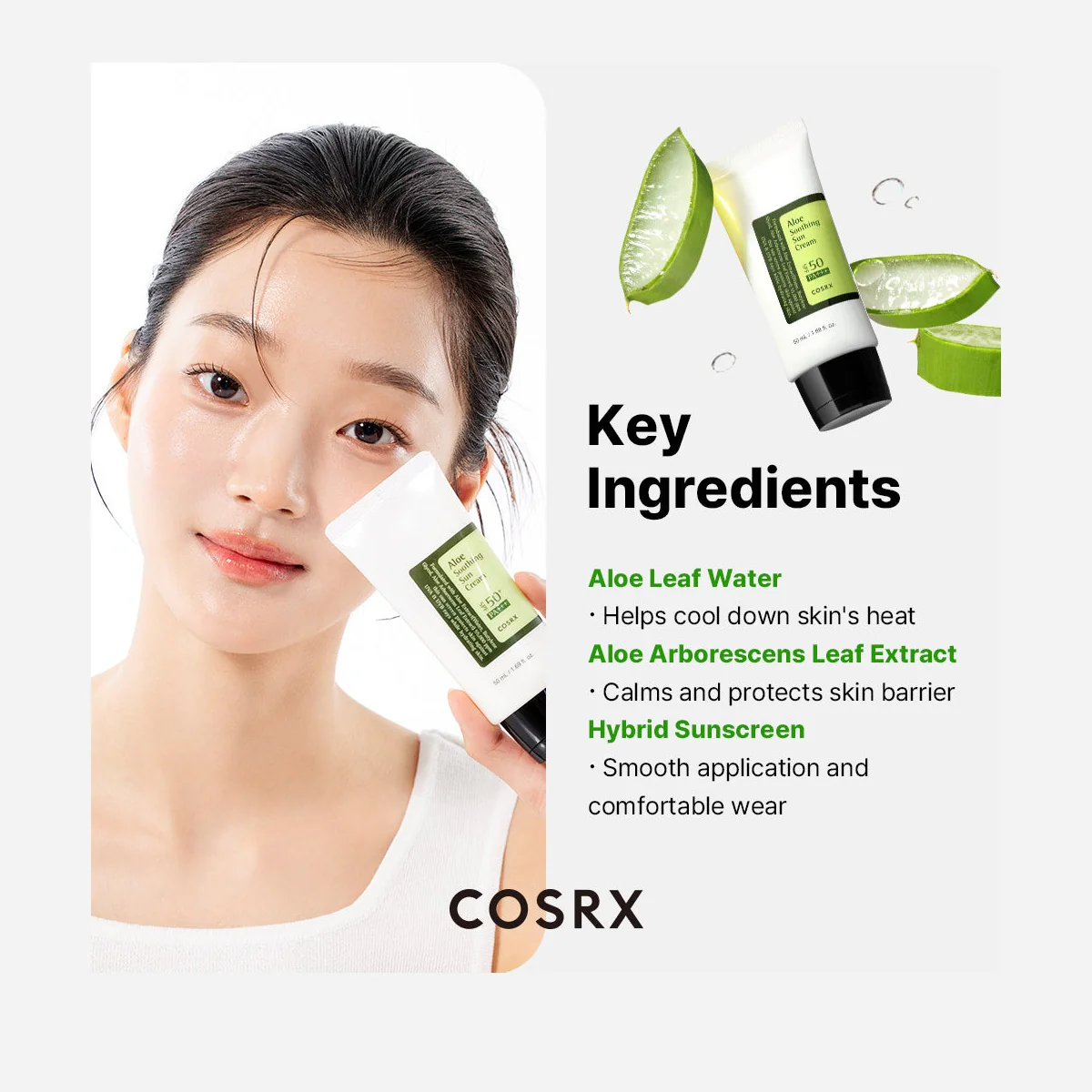 Cosrx Aloe Soothing Sun Cream SPF50+/ PA+++ 50ml - Image 3