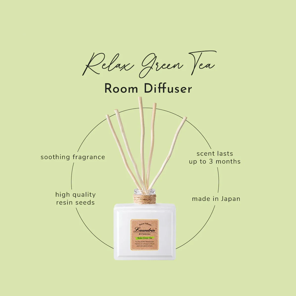 Laundrin` Botanical Room Diffuser Relax Green Tea 80ml - Image 4