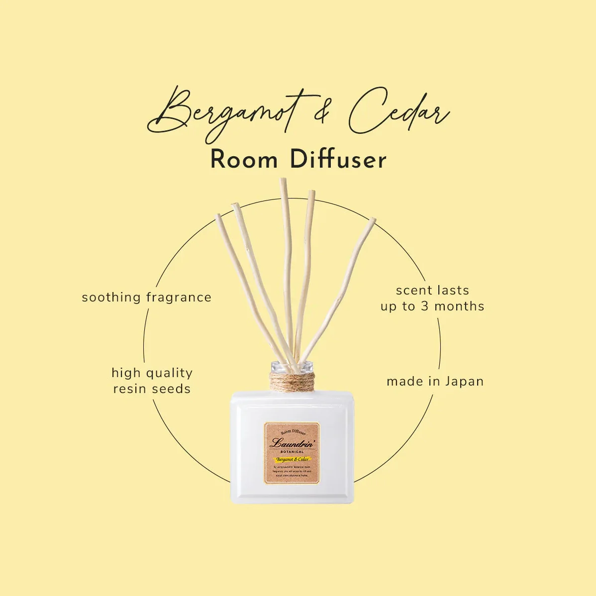 Laundrin Botanical Room Diffuser Bergamot & Cedar 80ml - Image 2