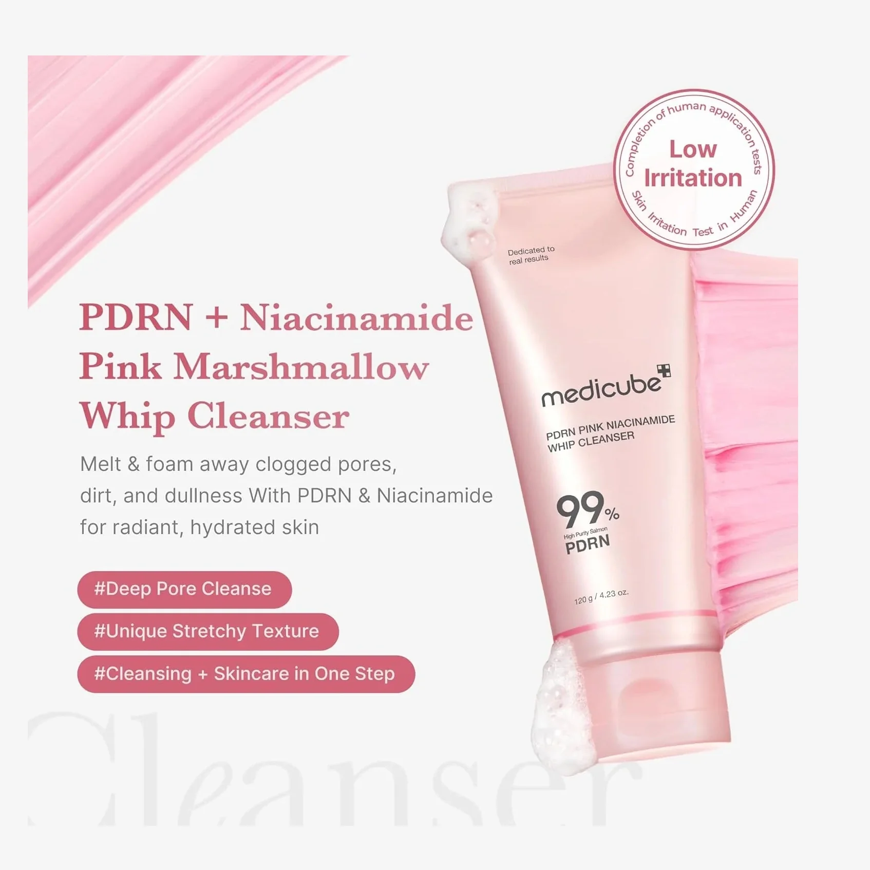 MEDICUBE PDRN Pink Niacinamide Whip Cleanser 120g - Image 5